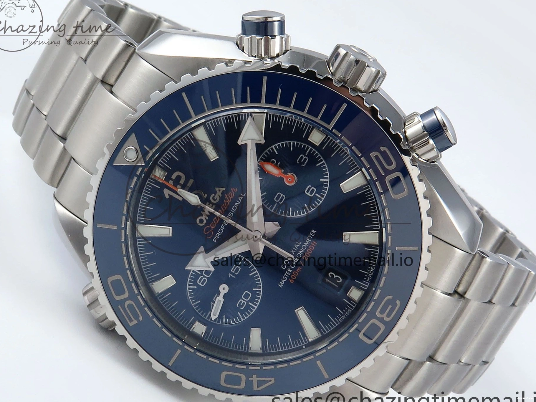0407 Planet Ocean Master Chronometer 600M 45.5mm SS SCF 1:1 Best Edition Blue Bezel Blue Dial on SS Bracelet A9900 Super Clone Lightweight 7676